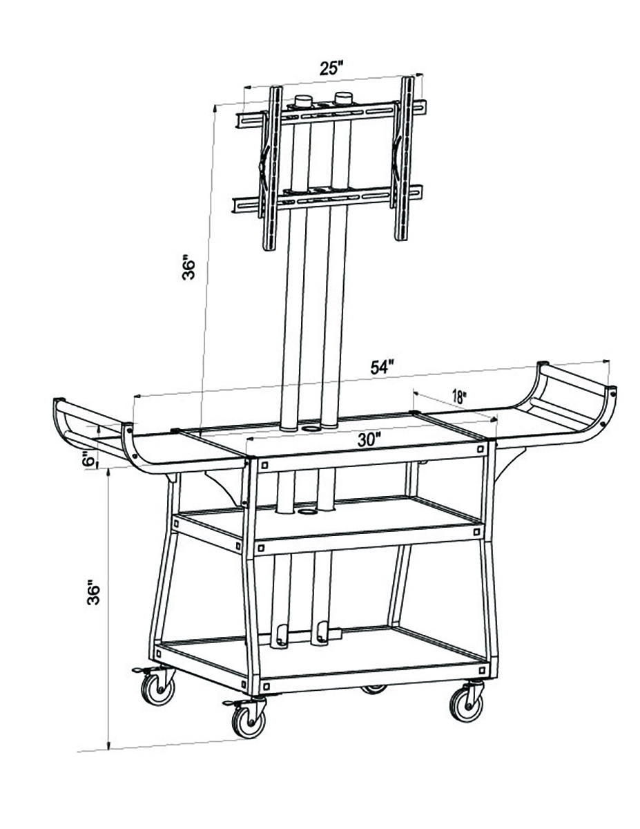 LED Cart | Mount for Up To 55” Screens with Curved Handles | Displays2Go