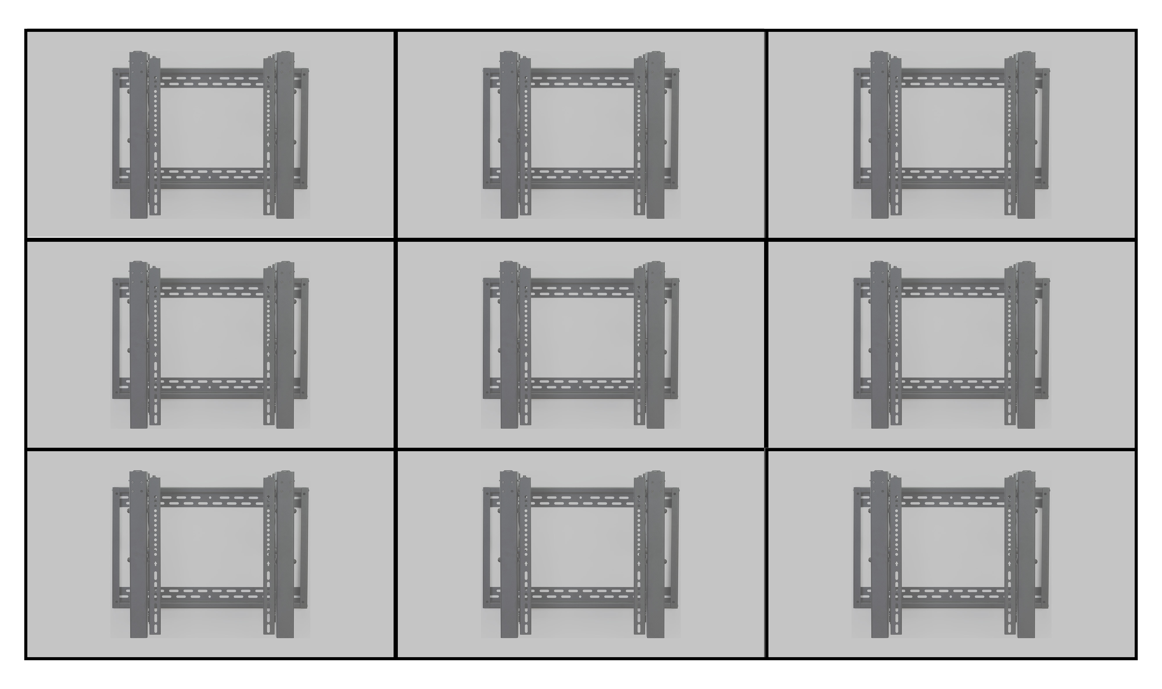 Video Wall Mount for (9) 45" - 70" TV Screens, Tilting Pop-Out Bracket - Black