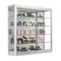 3x3 Wall Mounted Display Case w/Mirror Back & 2 Top LED Lights, Locking - Silver - Image 9