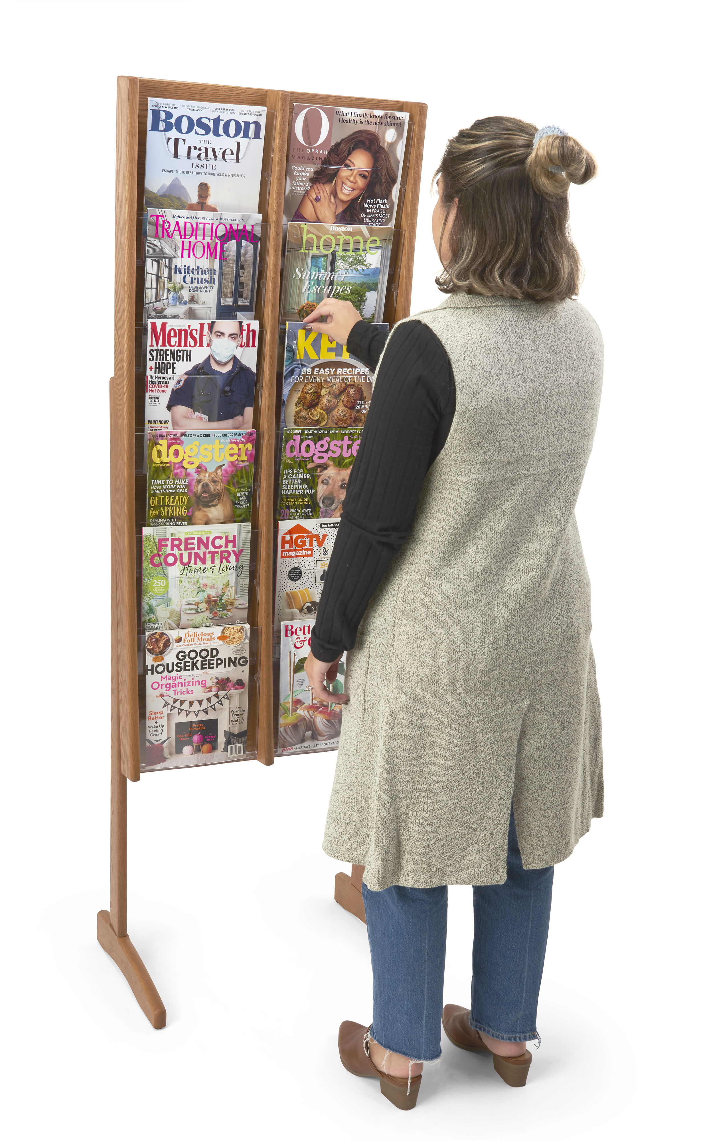 Aperture Magazine Rack Medium Oak Magazine Rack | 12 Pockets & Acrylic Front | Displays2Go