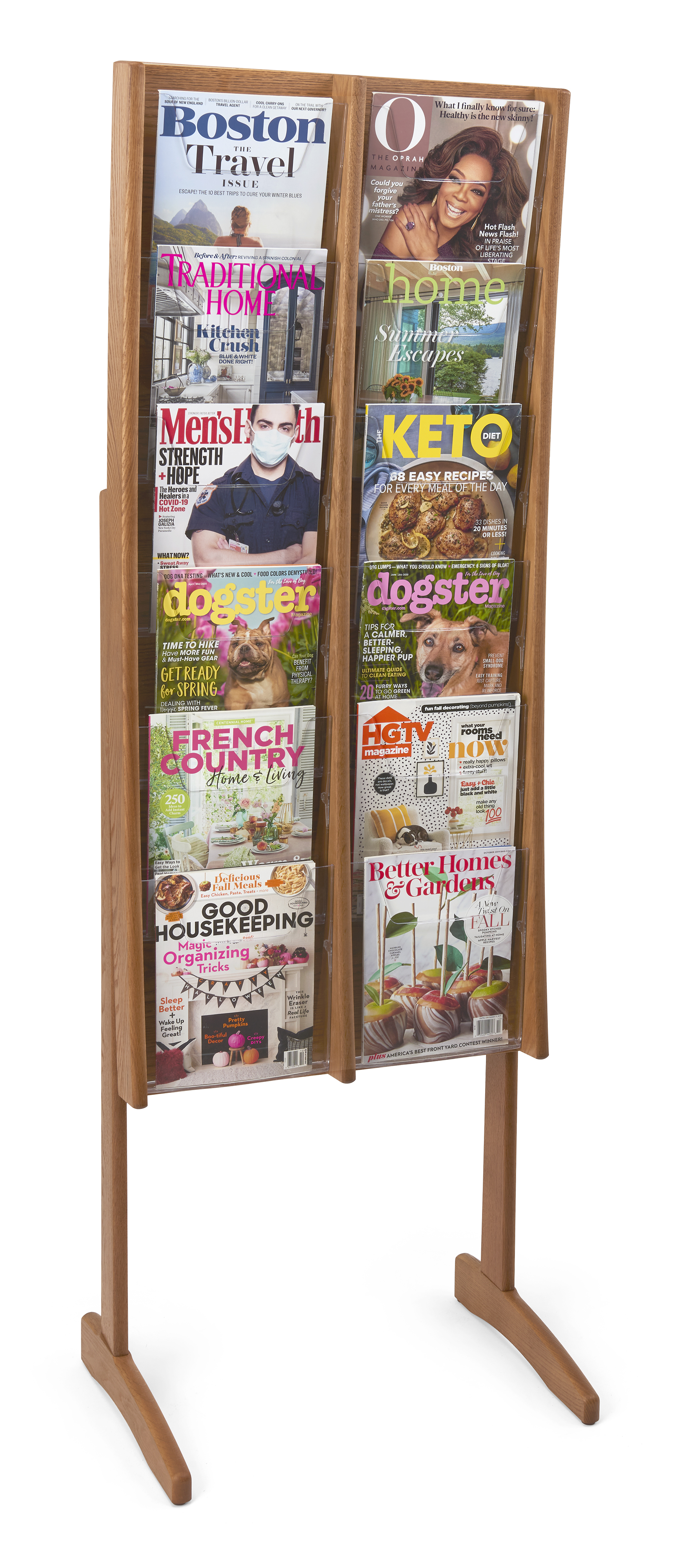 Medium Oak Magazine Rack | 12 Pockets & Acrylic Front | Displays2Go