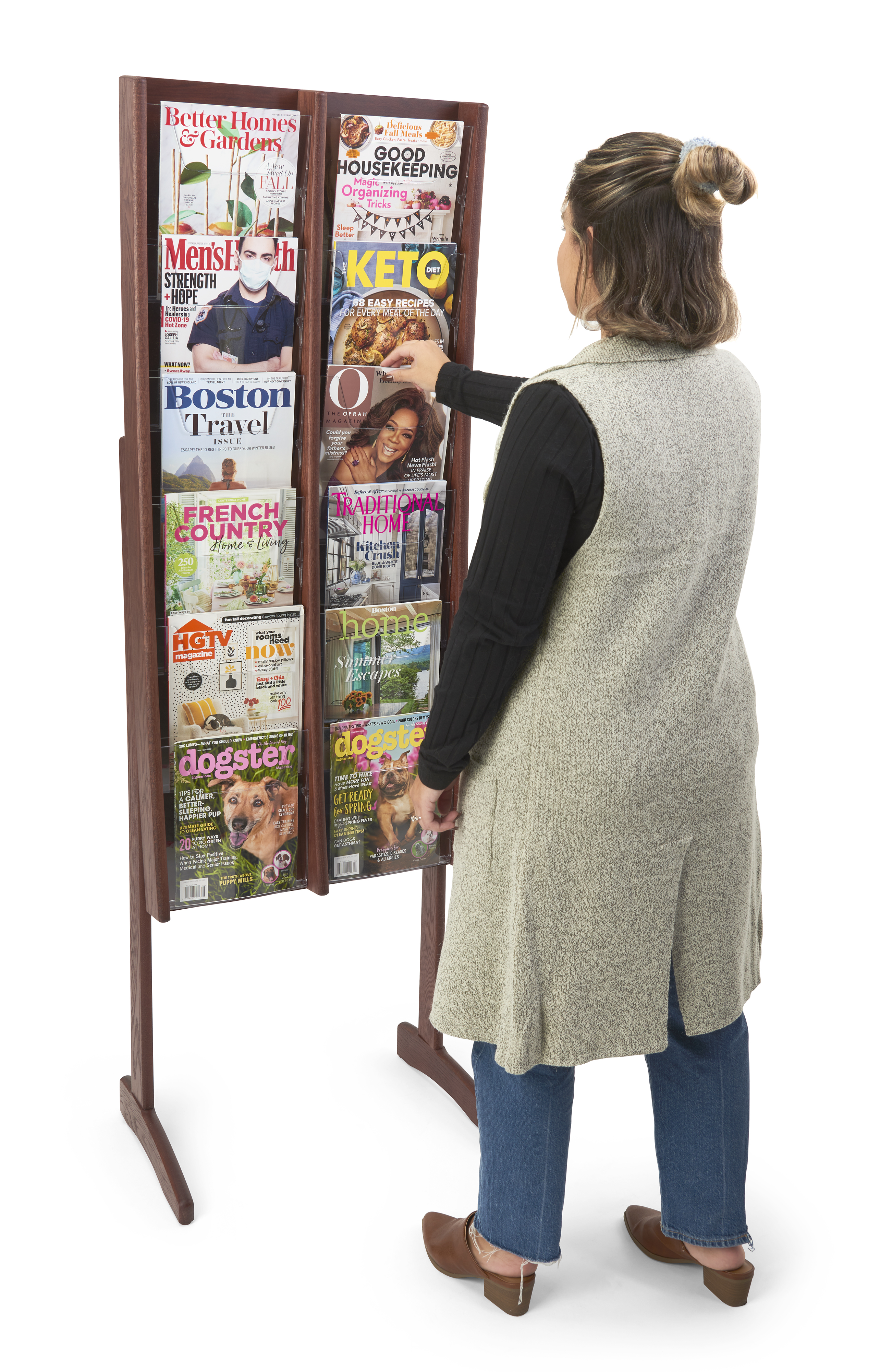 Magazine Rack Tired This Wood Magazine Rack Is Finished In Red Mahogany! | Displays2Go