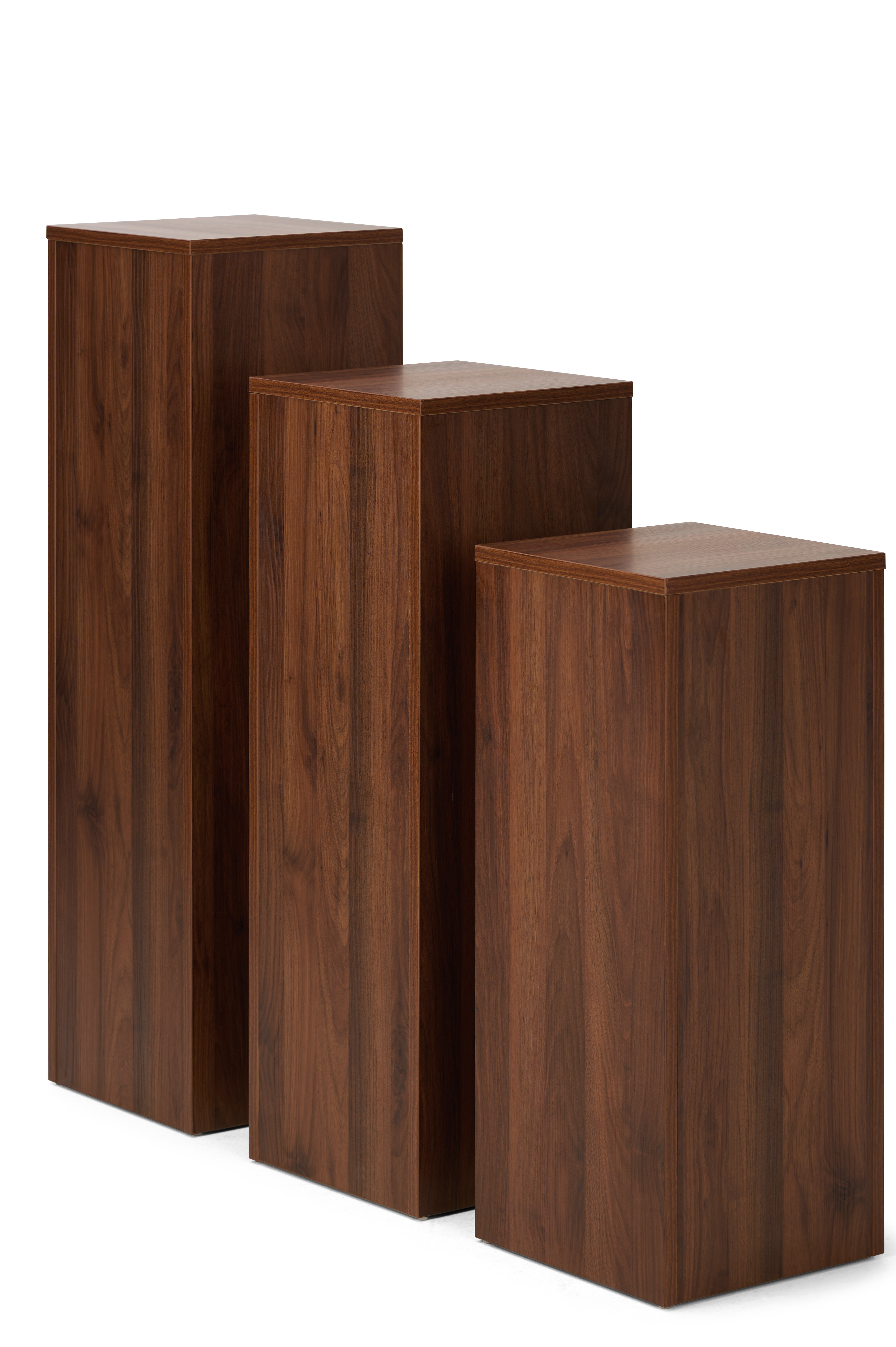 3-Piece Wood Grain Pedestal Set with Tiered Heights, 12.5" Surface & Melamine Finish - Image 2