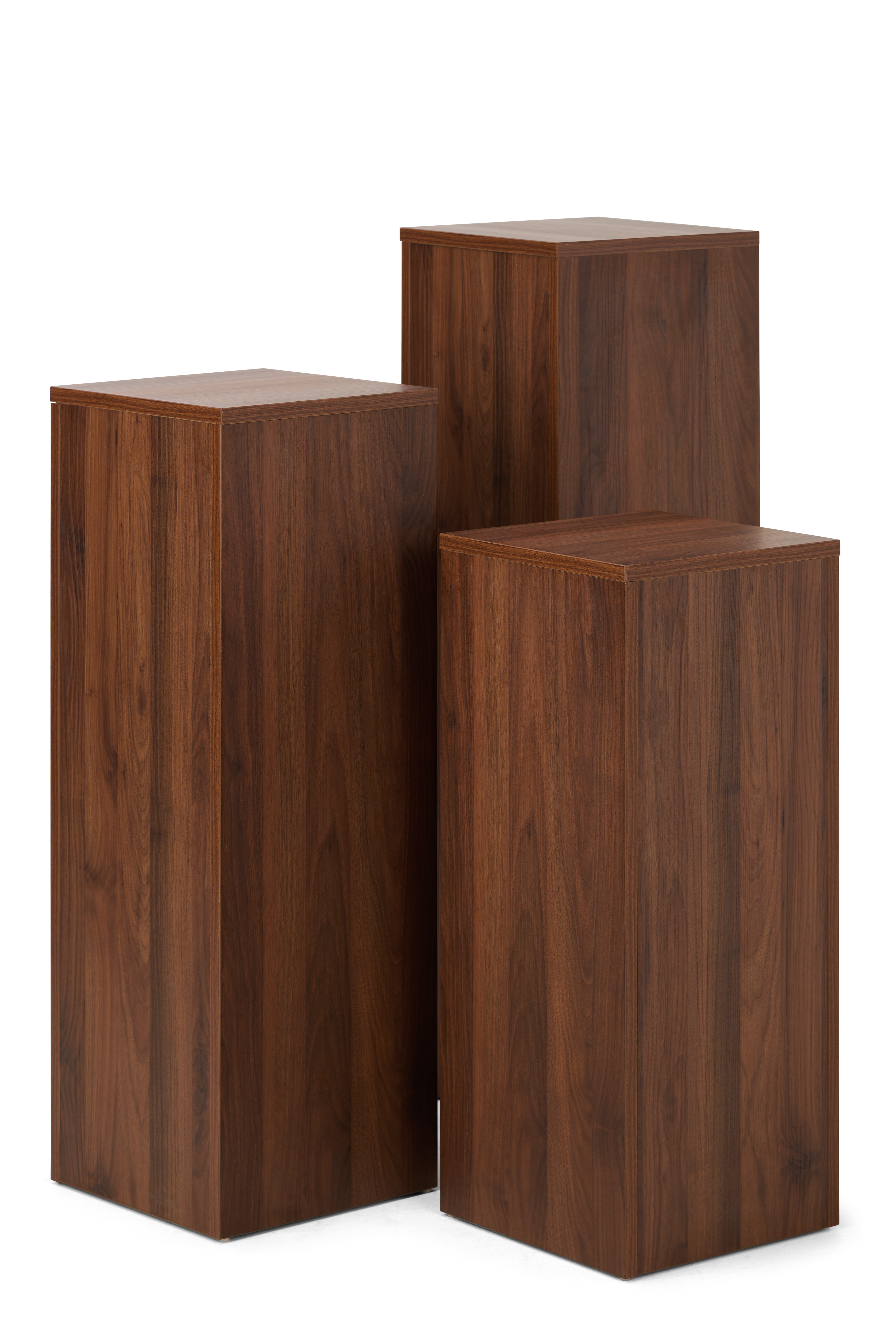 3-Piece Wood Grain Pedestal Set with Tiered Heights, 12.5" Surface & Melamine Finish - Image 4