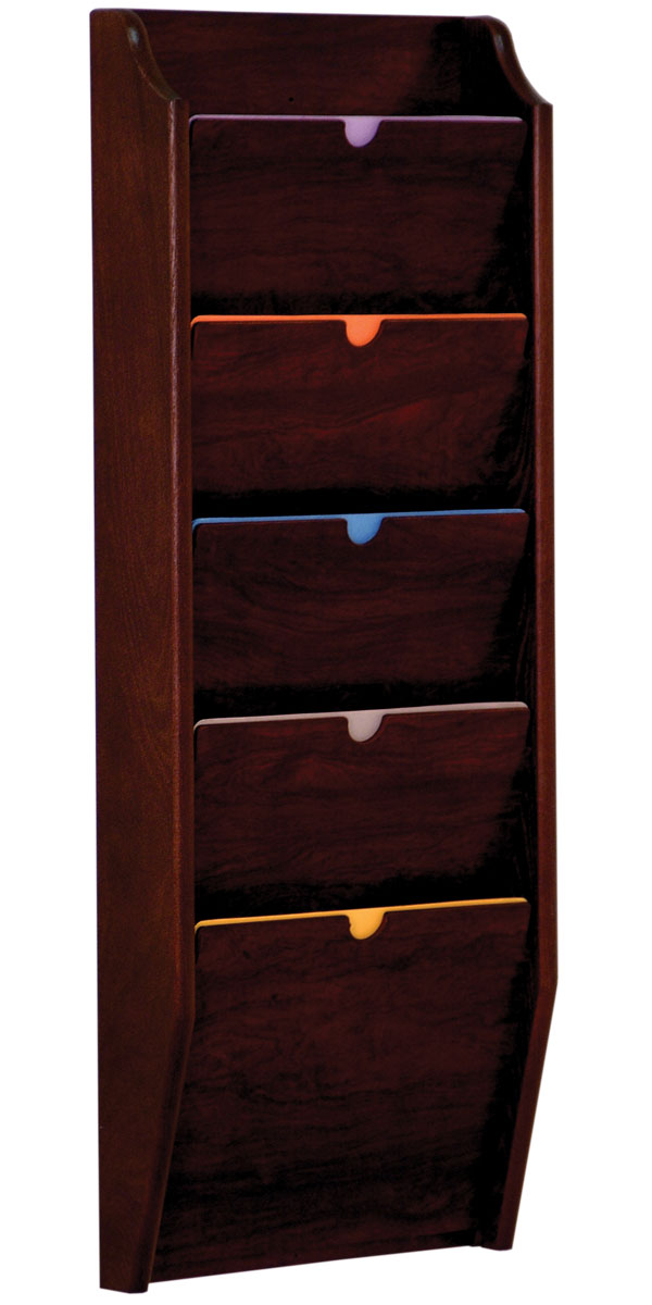 5 Tier Patient File Organizer Mahogany Finish Wood Holder Displays2go
