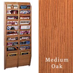 Wood magazine rack wall mount with 20 open pockets