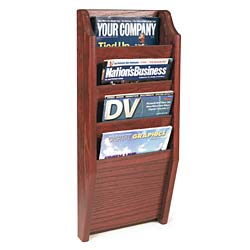 4-Pocket Portrait Orientation Magazine Holder | Light Oak Finish