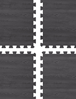 Foam wood flooring with black wood print colorway
