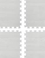 Foam wood flooring with light grey wood print colorway