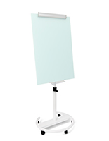 Mobile glass whiteboard with adjustable height