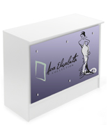 4’ Sales Counter with Custom Graphics, Silver Standoffs 