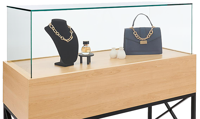 Shop designer display cases for luxury merchandise
