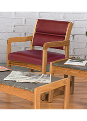 Eames-style waiting room office chair with medium oak finish