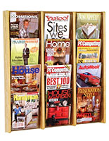 4 tiered magazine wall rack with light oak stained finish
