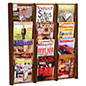 12 pocket mahogany wood magazine rack with three columns