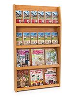 Magazine display shelves with open shelving