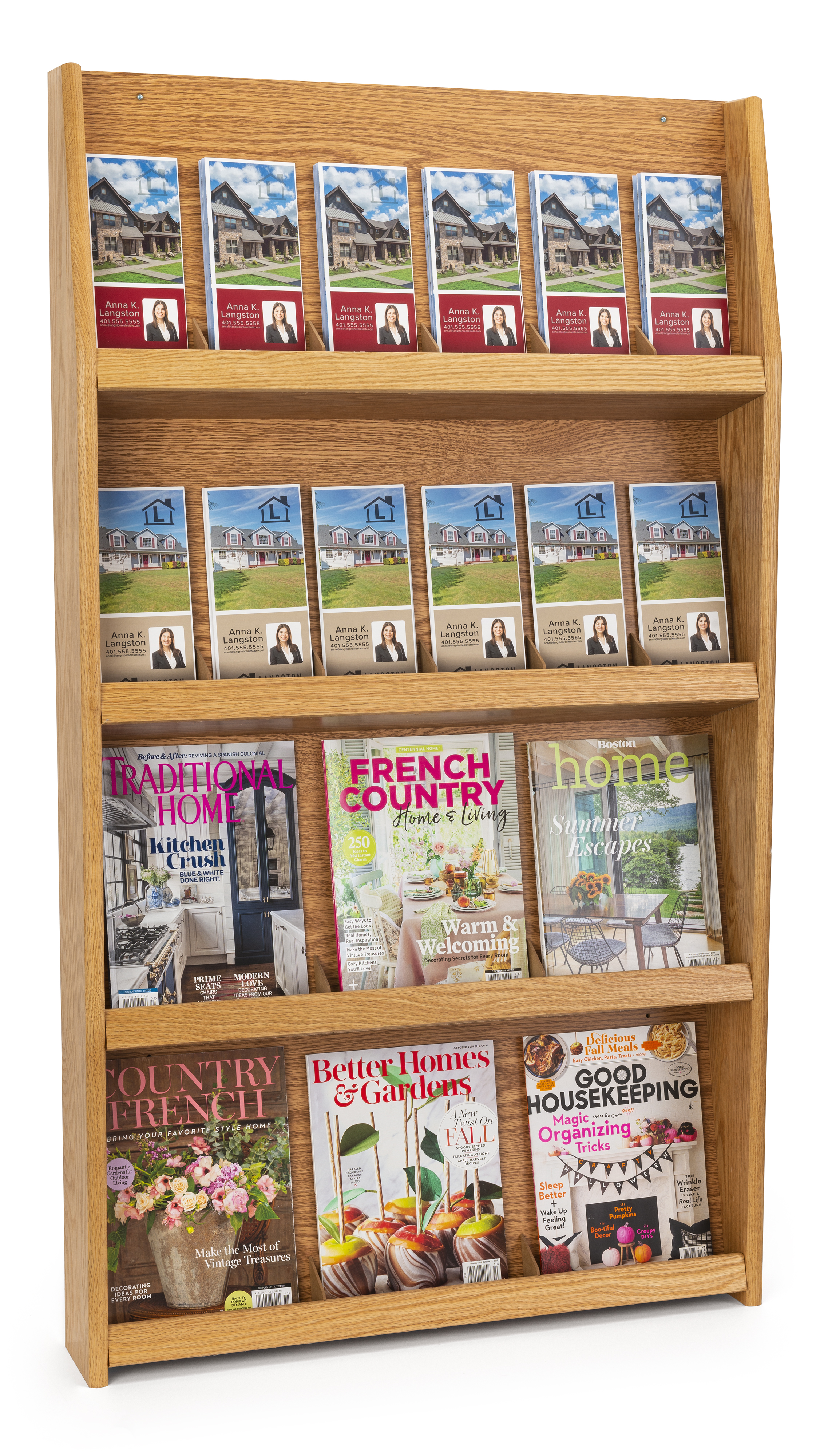 Section 4 Vintage Wood Magazine Rack
