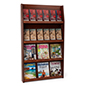 Wall mount magazine shelves with 4 open tiers made of red mahogany wood