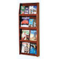 red mahogany 4 tiered magazine rack literature wall with open shelves
