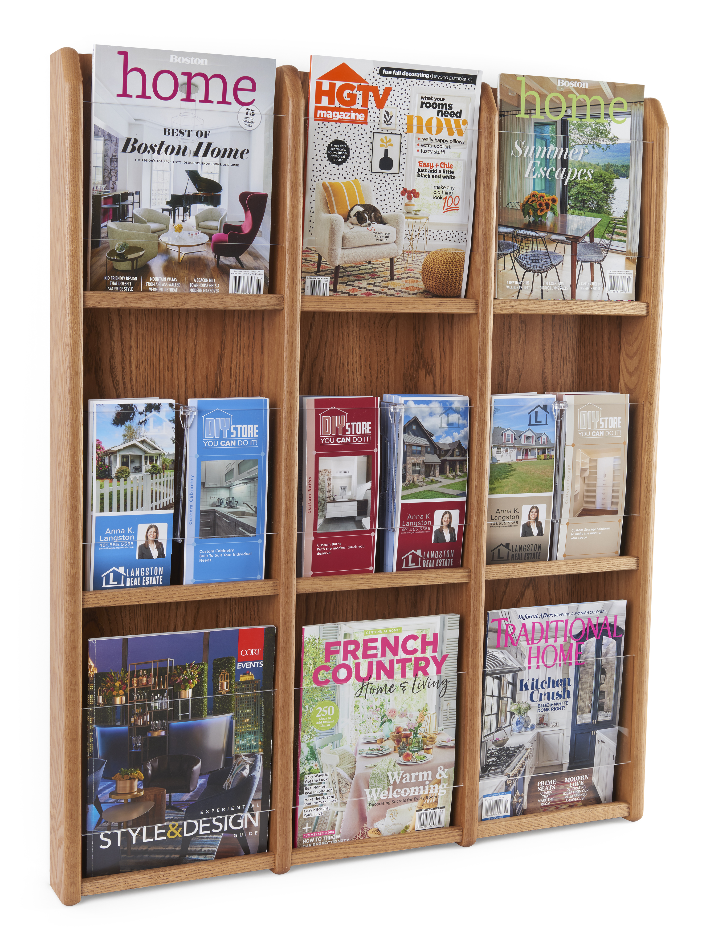 WBHMM-9-FS: Wood 9-pocket Floor Stand Magazine Rack – Brochure Holders 4U