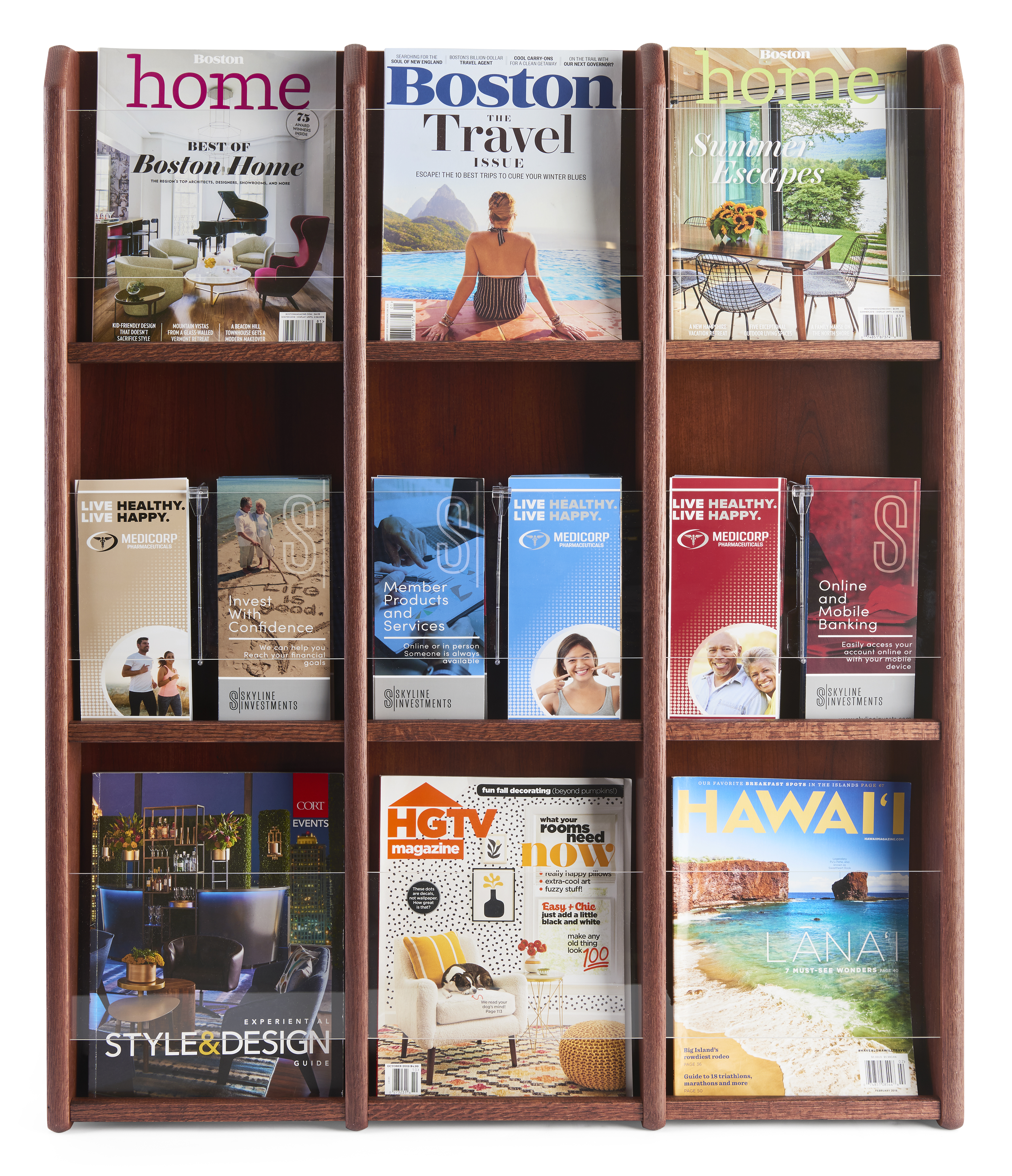 Adjustable Magazine Racks Adjustable Magazine Rack | Mahogany Finish Holder for Periodicals ...