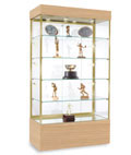 This wooden display case features a beautiful wood finish that will blend with any décor.