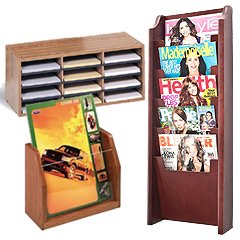 Wooden wall & counter magazine displays