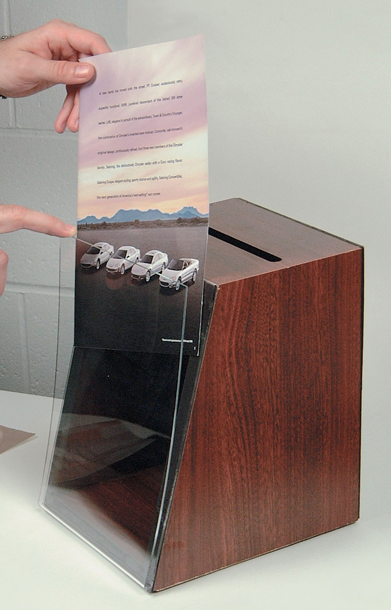 Wood Collection Box | Side Pocket & Security Pen Attachment | Displays2Go