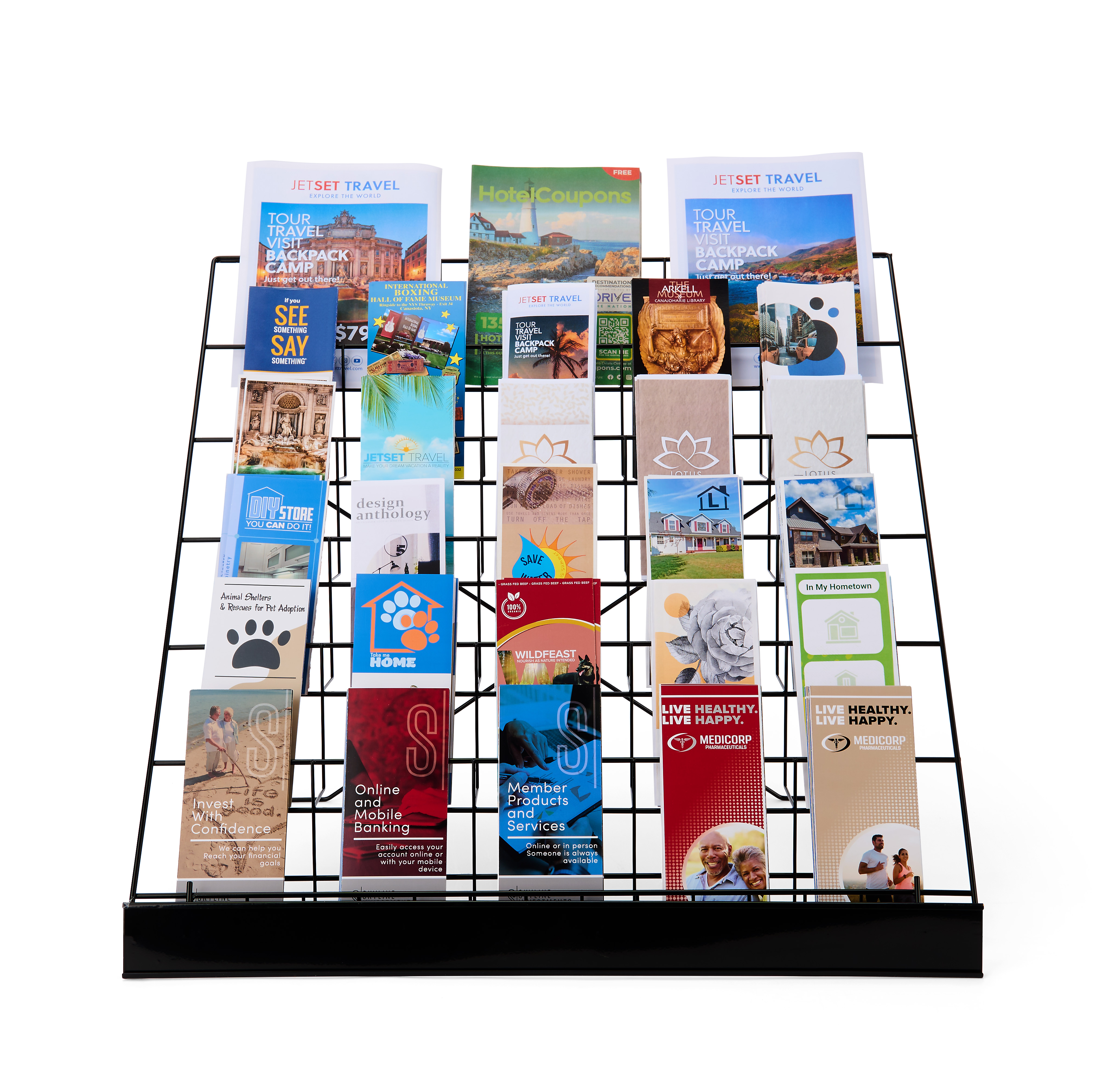 6-Tiered Wire Literature Rack, 4/8.5"w, Tabletop, Header - Image 2