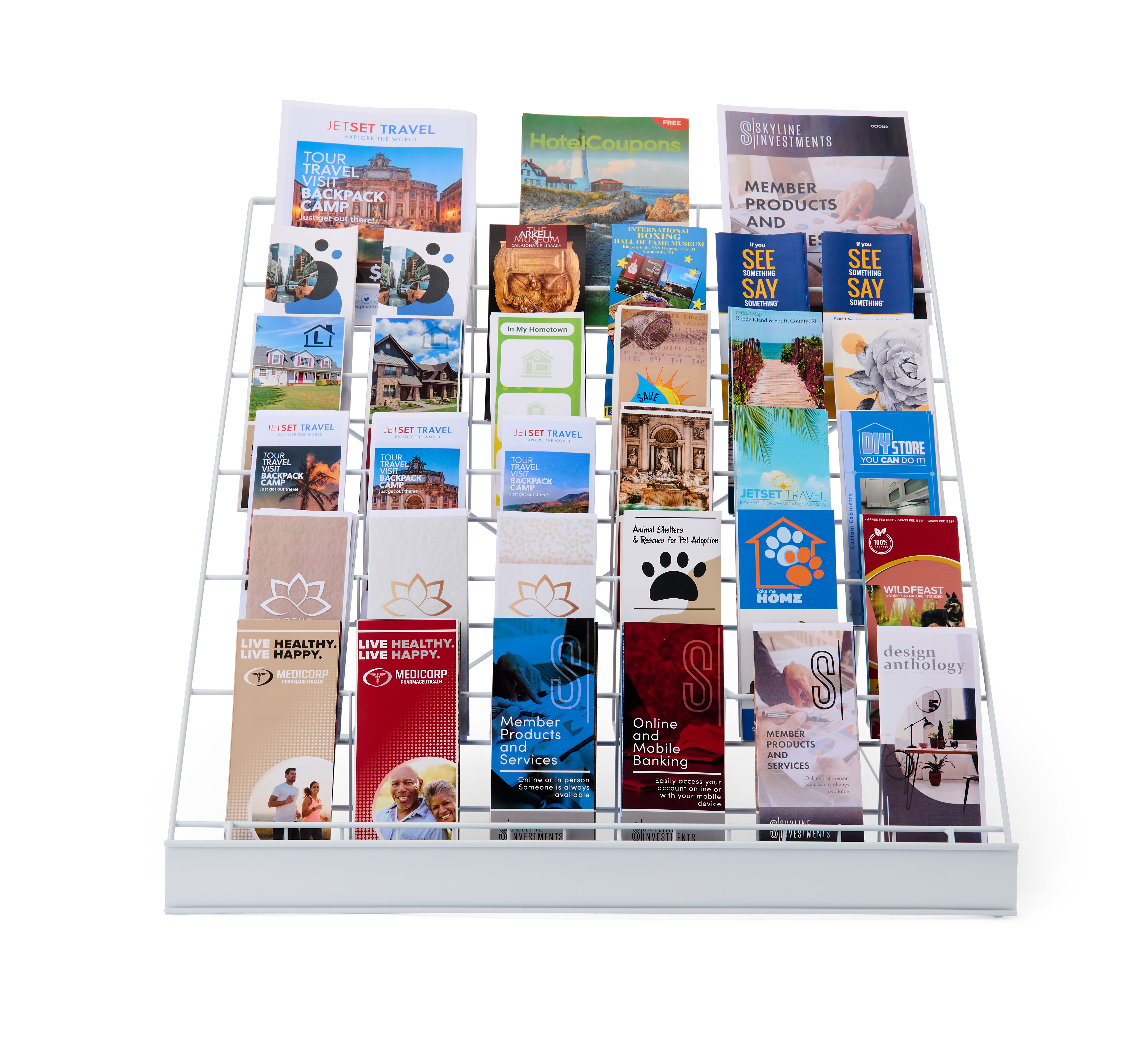 6-Tiered Wire Literature Rack, 4/8.5"w, Tabletop, Header - Image 2