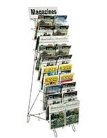 Tiered Black Wire Magazine Rack, 19-1/4w x 25-1/2d x 51-1/2h, Free  Standing Floor Fixture With 20 Stacked Pockets, Sign Slot (WRF10T19) 