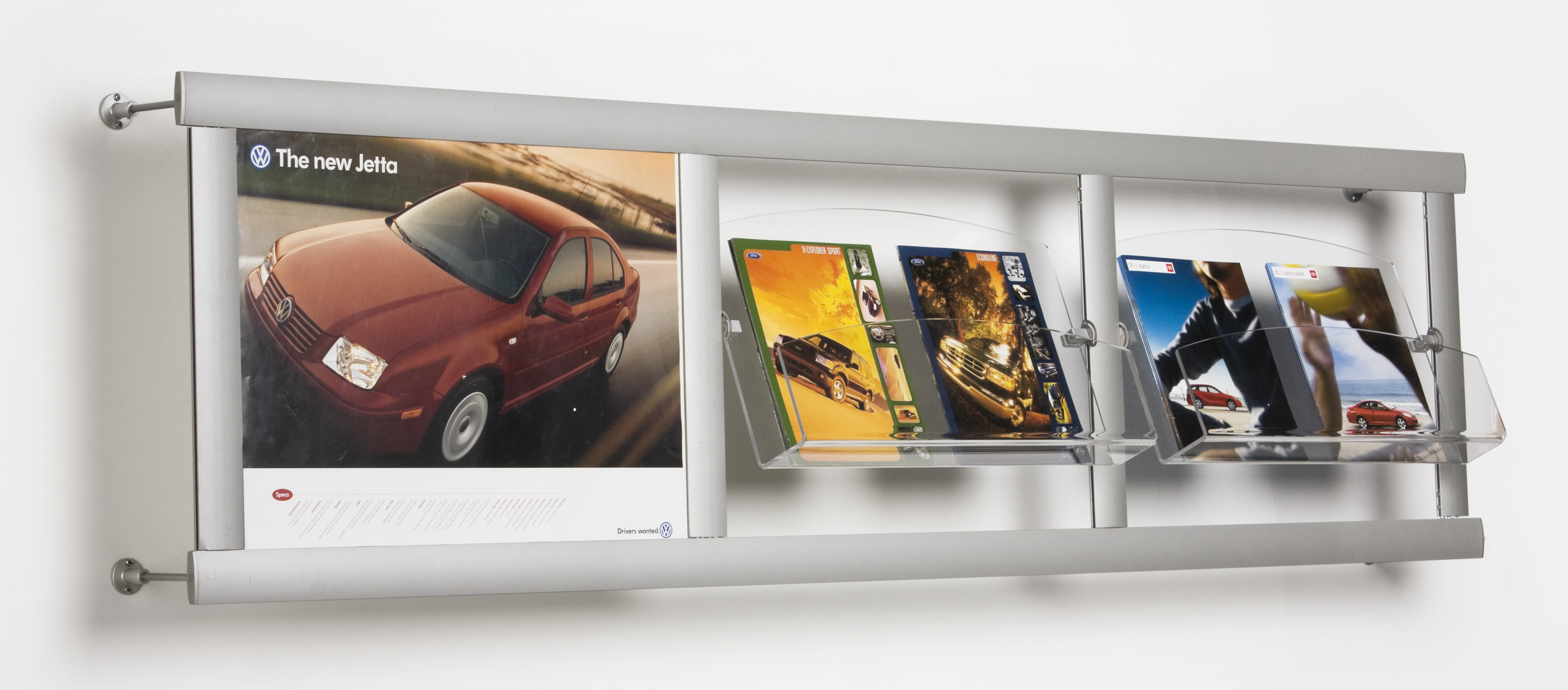 Wall Catalog Racks w/ Adjustable Acrylic Pockets & Poster Frame