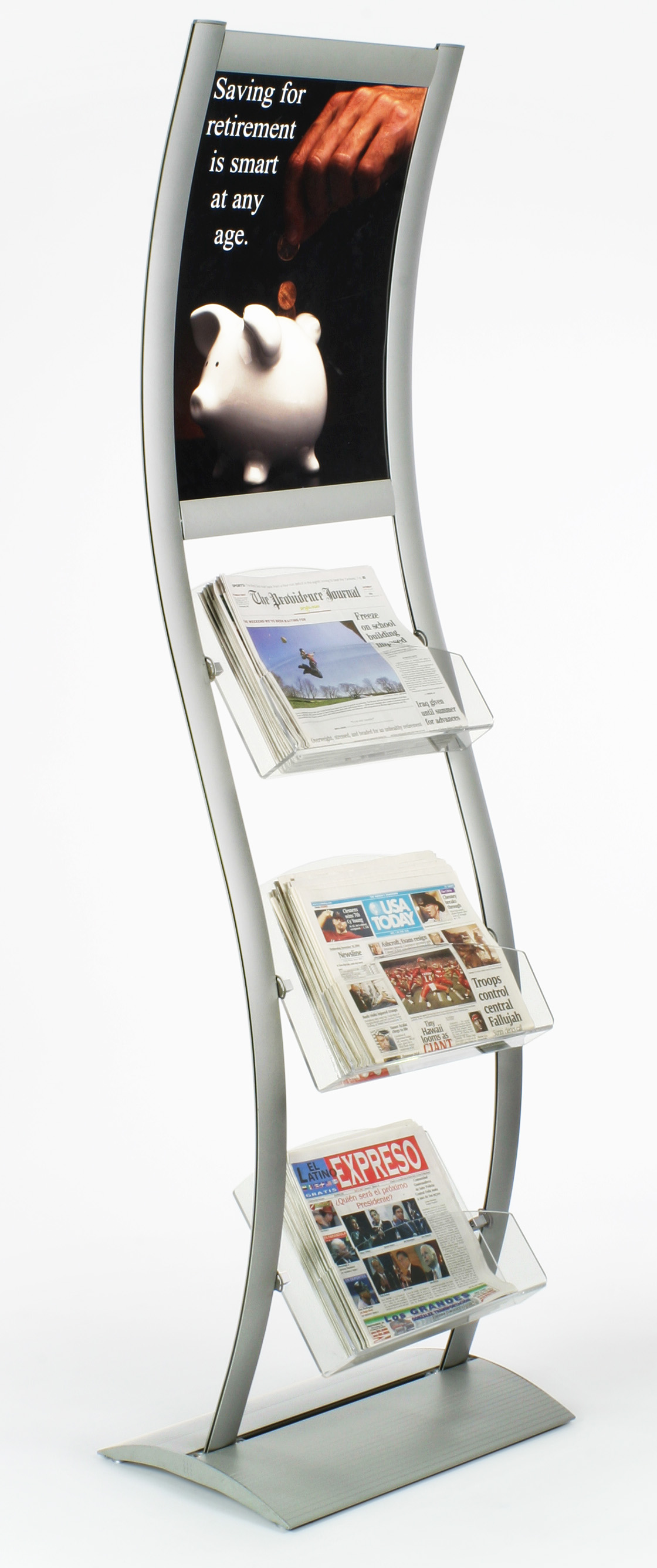 Catalog Stand w/ Wave Design Features 18" x 24" Frame & 3 Pockets