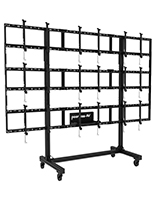 Portable video wall cart with locking five inch caster wheels