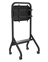 Rolling flat panel TV cart with height adjustable management