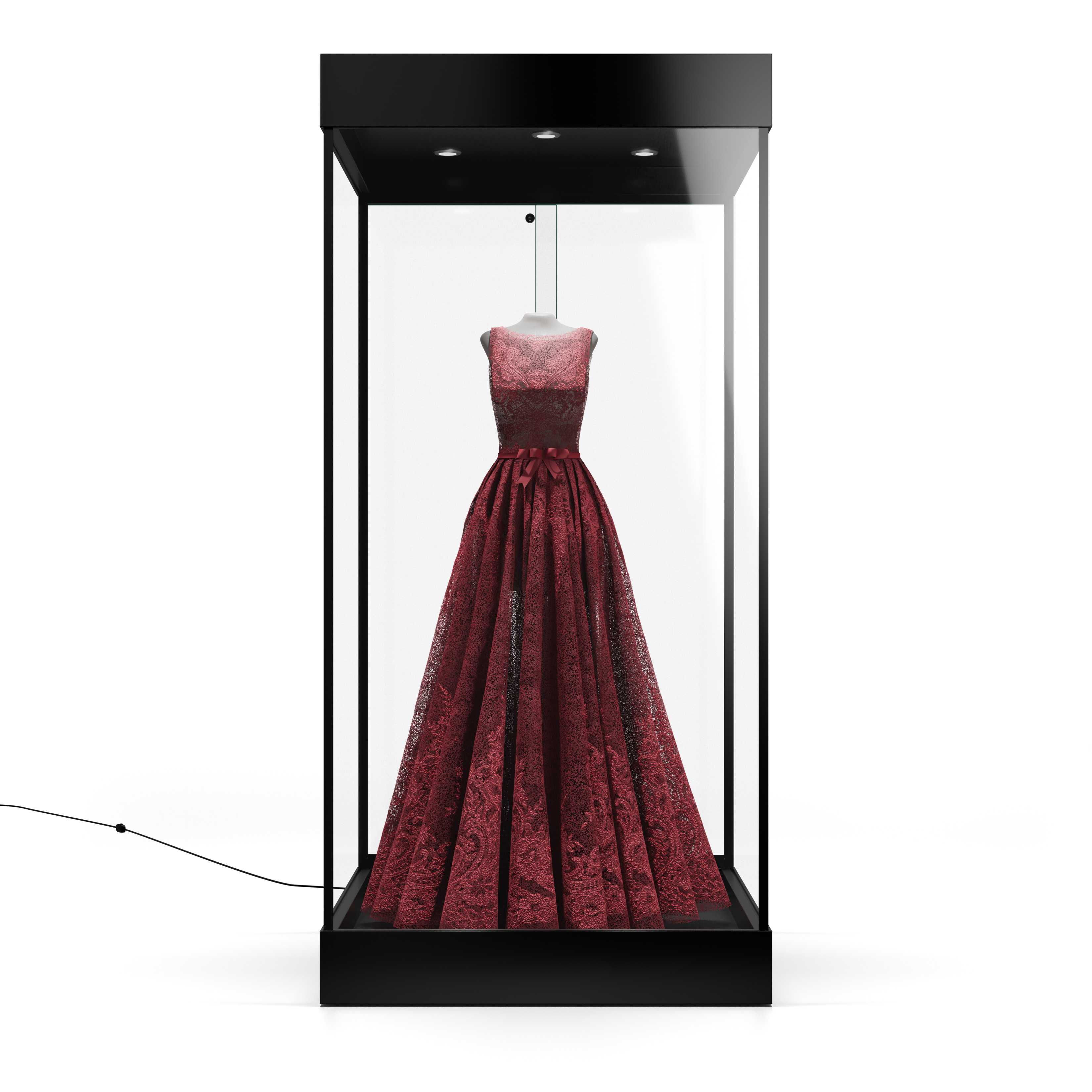 Mannequin Display Case with LED Top Lights and Locking Door - Black - Image 3