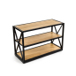 3-tier french industrial console shelf with wood and metal construction