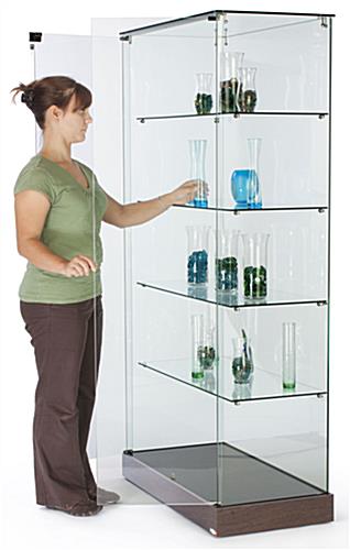 Frameless Tower Displays That Stand 71" Tall - Assembly Required Wenge Laminate Finish