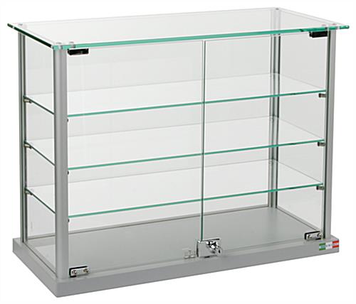 Countertop Aluminum Display Cases | Tempered Glass Top & Shelves