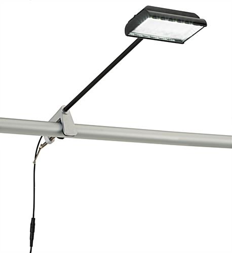 LED exhibit stem light clamp fits backdrop pole or flat surface