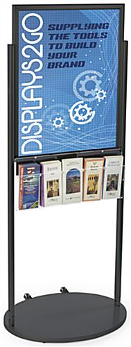 Black 22 x 28 Movable Poster Stand with 5 Literature Slots for Leaflets