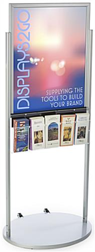 Silver 22 x 28 Movable Poster Stand with 5 Literature Compartments for Brochures
