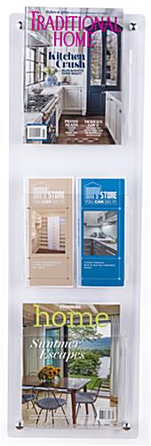 3-tier wall mounted literature rack with sleek stainless steel standoffs 