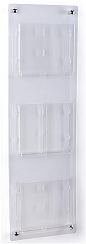 3-tier wall mounted literature rack with acrylic pocket dividers 