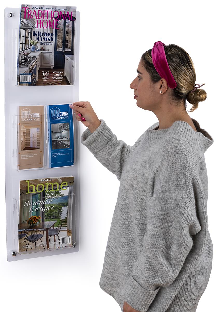 Wall Mounted Acrylic Literature Display MultiPocket Dividers