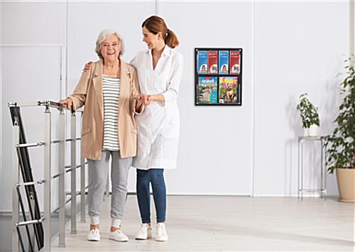 Magazine rack for wall is great in senior centers 