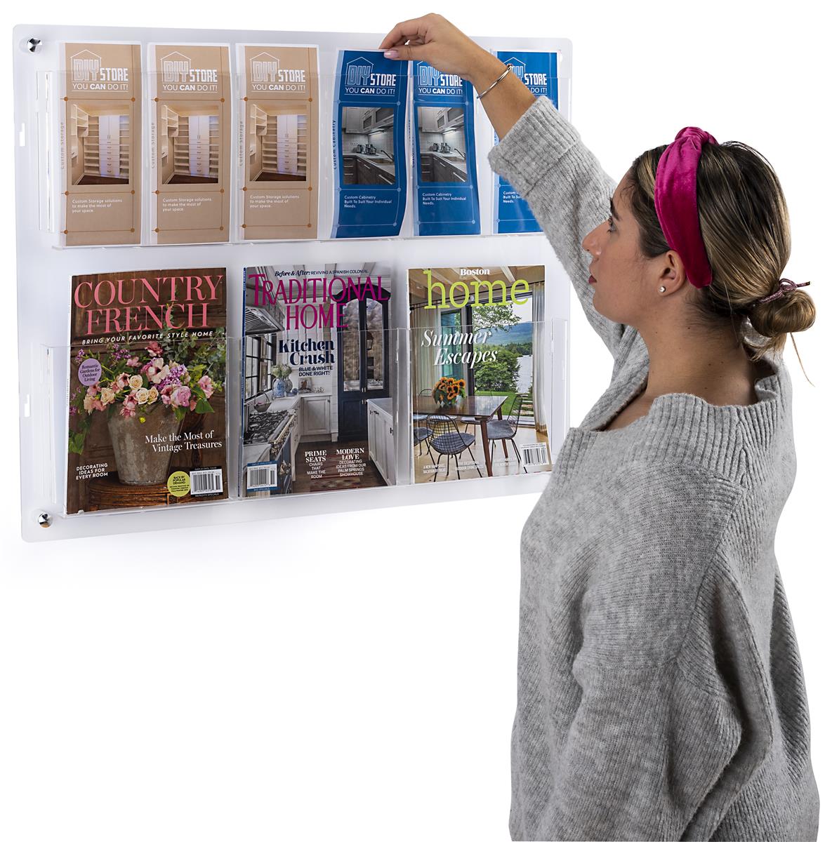 Wall Mounted Acrylic Literature Display MultiPocket Dividers