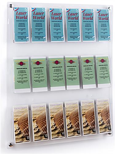 29.0 inch x 35.0 inch 3-tiered acrylic literature wall rack with 18 pockets for brochures 