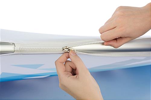 Aluminum frame stretch fabric tube display wall with integrated zipper