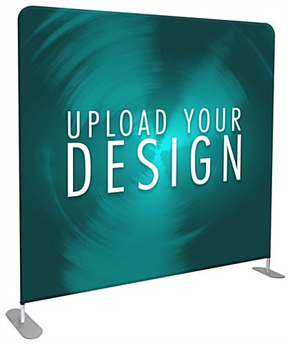 Double sided 8’ wide banner backdrop with floor standing placement 